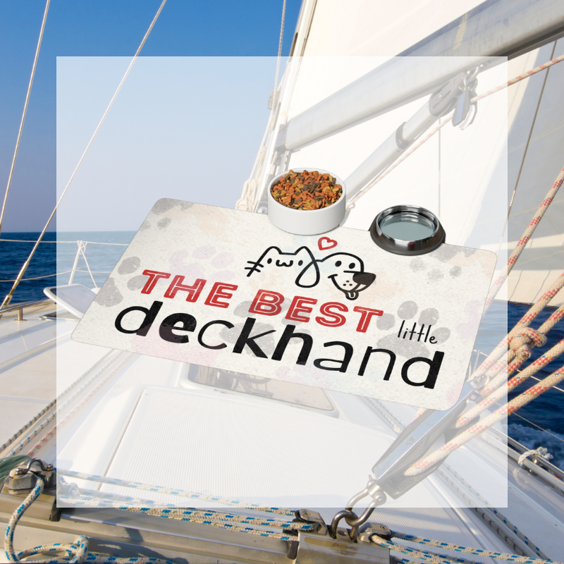 Pet Food Mat - The Best Little Deckhand - Sunny Sailing Days