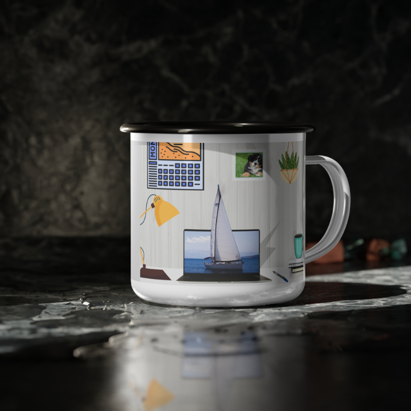 Enamel Mug - Office Sailor Gray - Sunny Sailing Days