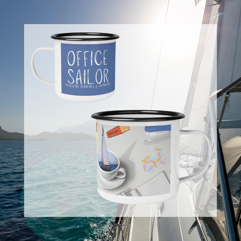 Enamel Mug- Office Sailor Blue - Sunny Sailing Days