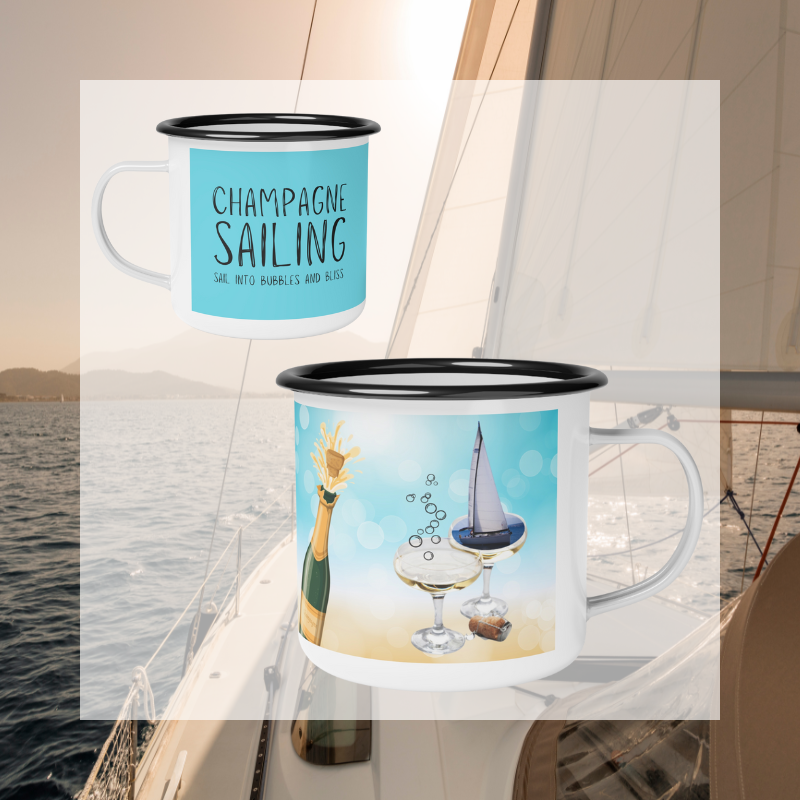 Enamel Mug - Champagne Sailing - Sunny Sailing Days