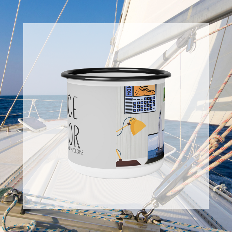 Enamel Mug - Office Sailor Gray - Sunny Sailing Days