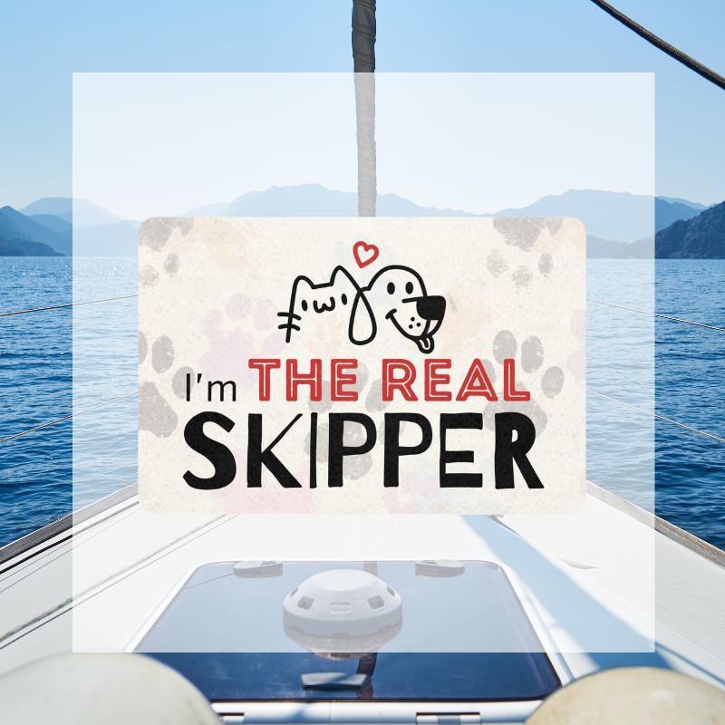 Pet Food Mat - I'm the Real Skipper - Sunny Sailing Days