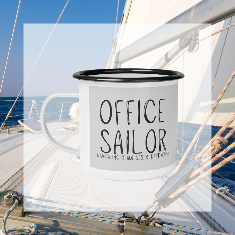 Enamel Mug - Office Sailor Gray - Sunny Sailing Days