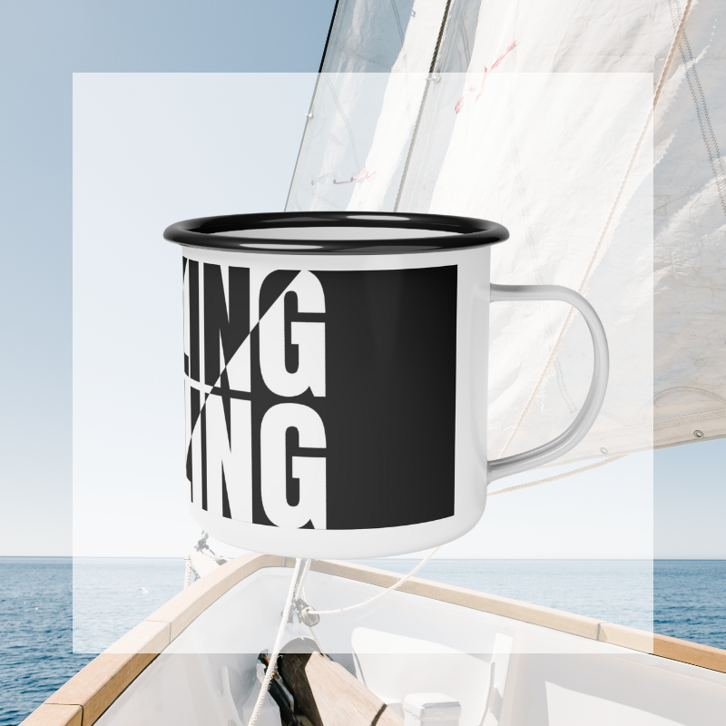 Enamel Mug - Black and White Sailing - Sunny Sailing Days