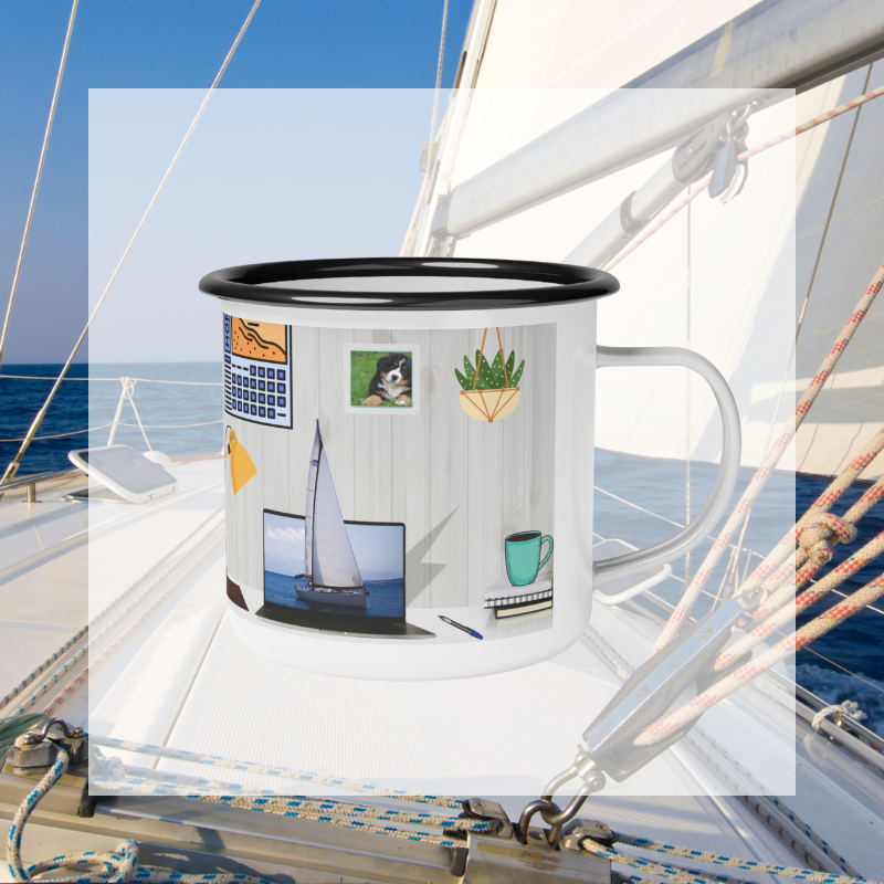 Enamel Mug - Office Sailor Gray - Sunny Sailing Days