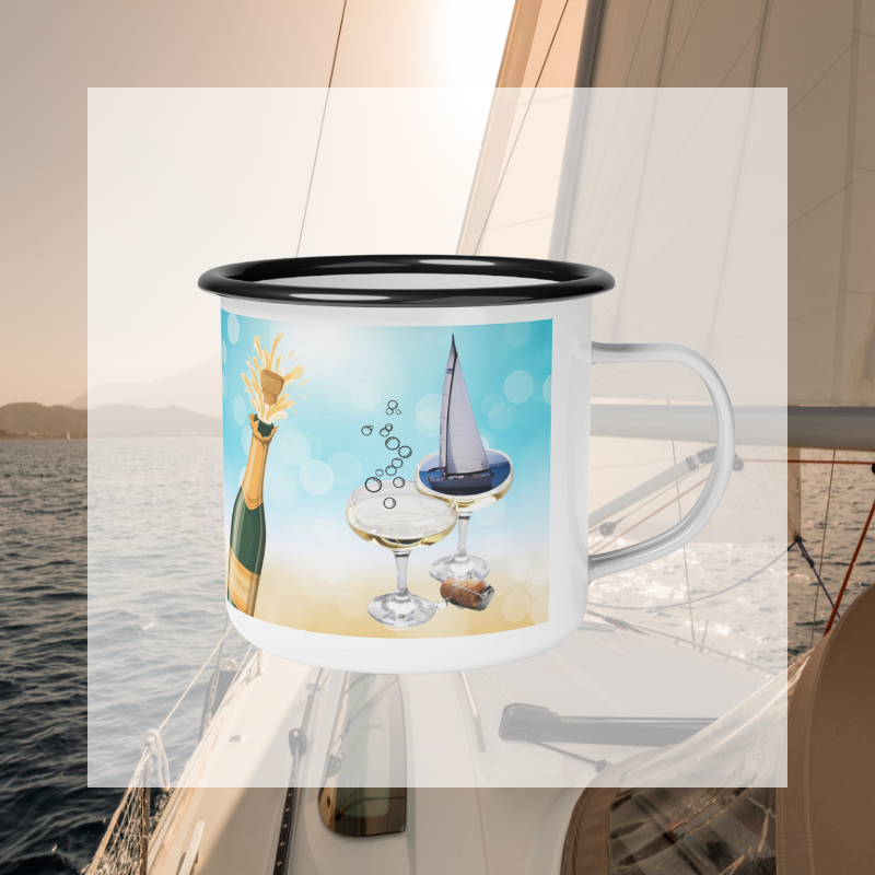 Enamel Mug - Champagne Sailing - Sunny Sailing Days