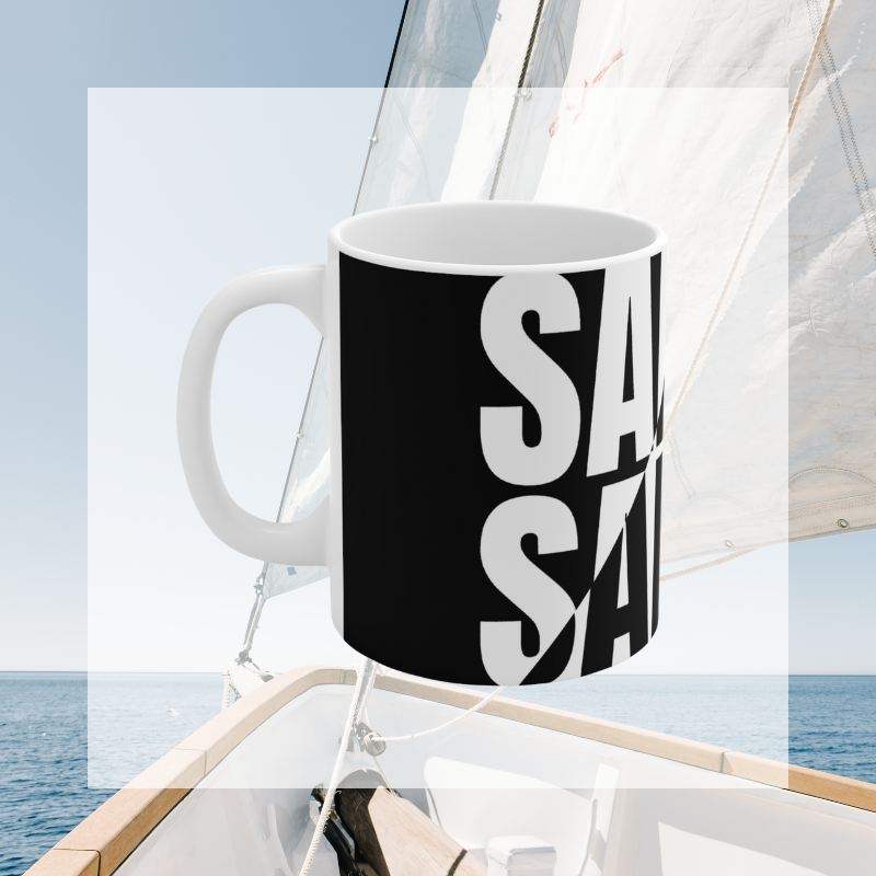 Coffee Mug - Black and White Sailing - Sunny Sailing Days