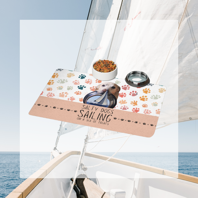 Pet Food Mat - Salty Dogs Pink - Sunny Sailing Days