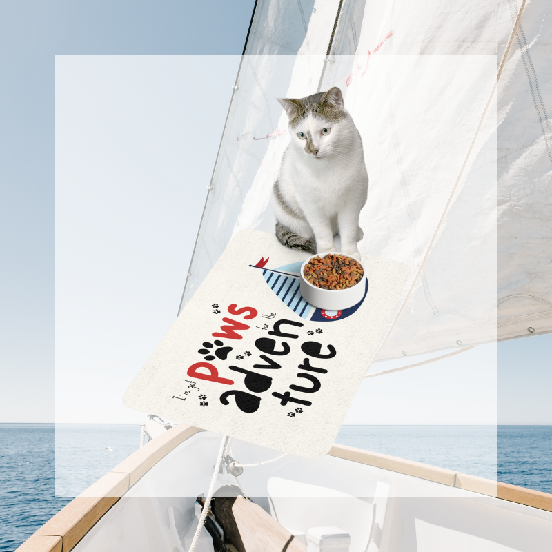 Pet Food Mat - Paws for the Adventure - Sunny Sailing Days