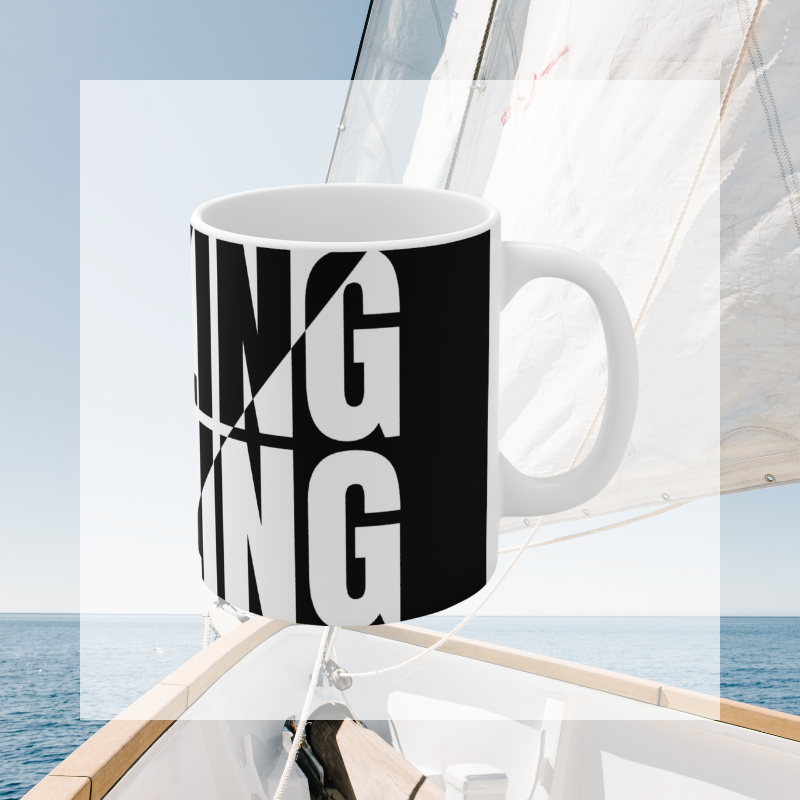 Coffee Mug - Black and White Sailing - Sunny Sailing Days