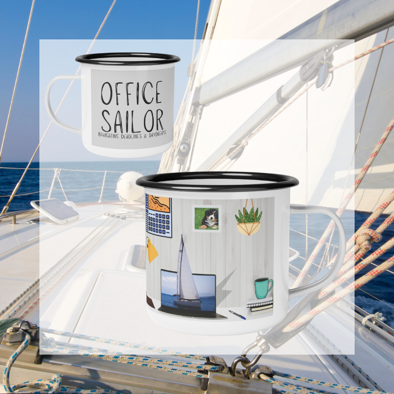 Enamel Mug - Office Sailor Gray - Sunny Sailing Days