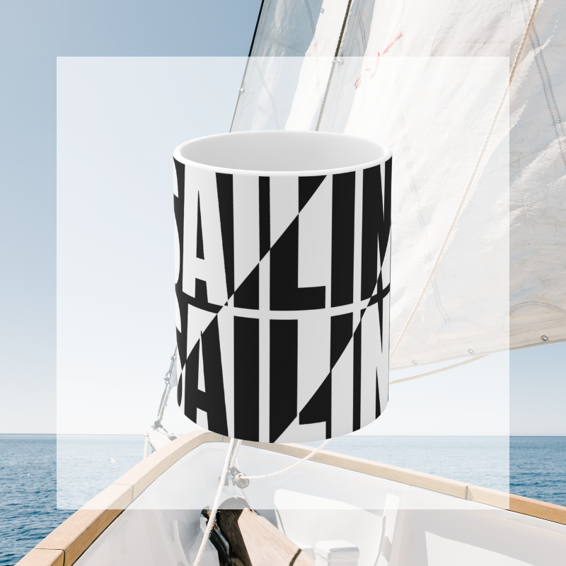 Coffee Mug - Black and White Sailing - Sunny Sailing Days