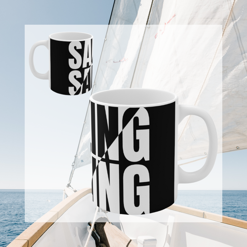 Coffee Mug - Black and White Sailing - Sunny Sailing Days