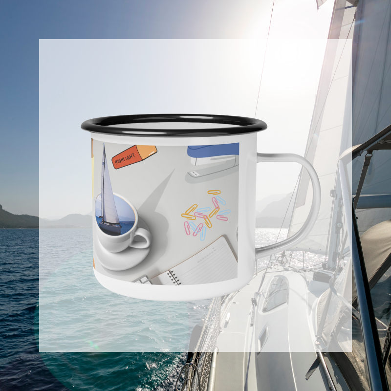 Enamel Mug- Office Sailor Blue - Sunny Sailing Days