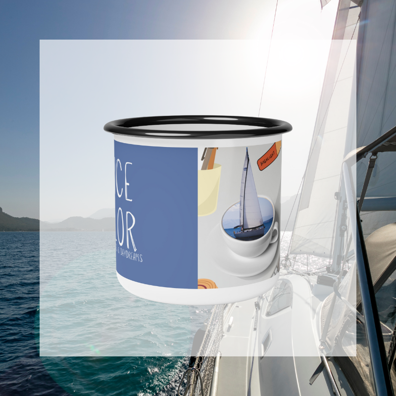 Enamel Mug- Office Sailor Blue - Sunny Sailing Days