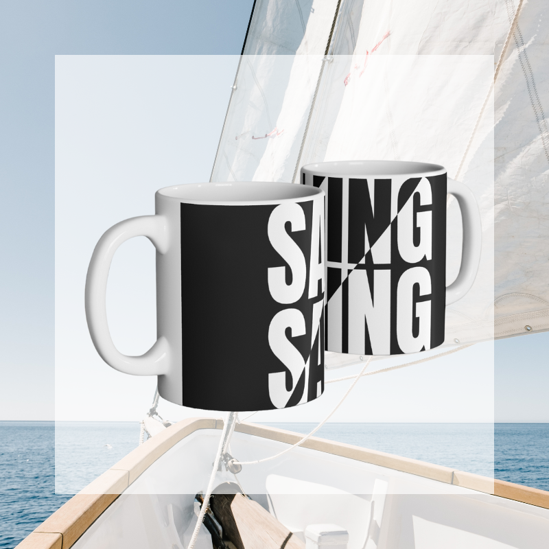 Coffee Mug - Black and White Sailing - Sunny Sailing Days